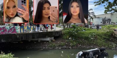 Geovana (à esq.), Bianka (no centro) e Vitória (à dir.) morreram após carro de luxo colidir com árvore e cair em canal em São Vicente, SP — Foto: Leandro Guedes/TV Tribuna e Redes sociais