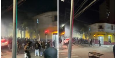 Torcedores brigam após clássico entre Corinthians e São Paulo — Foto: Reprodução/TV Globo