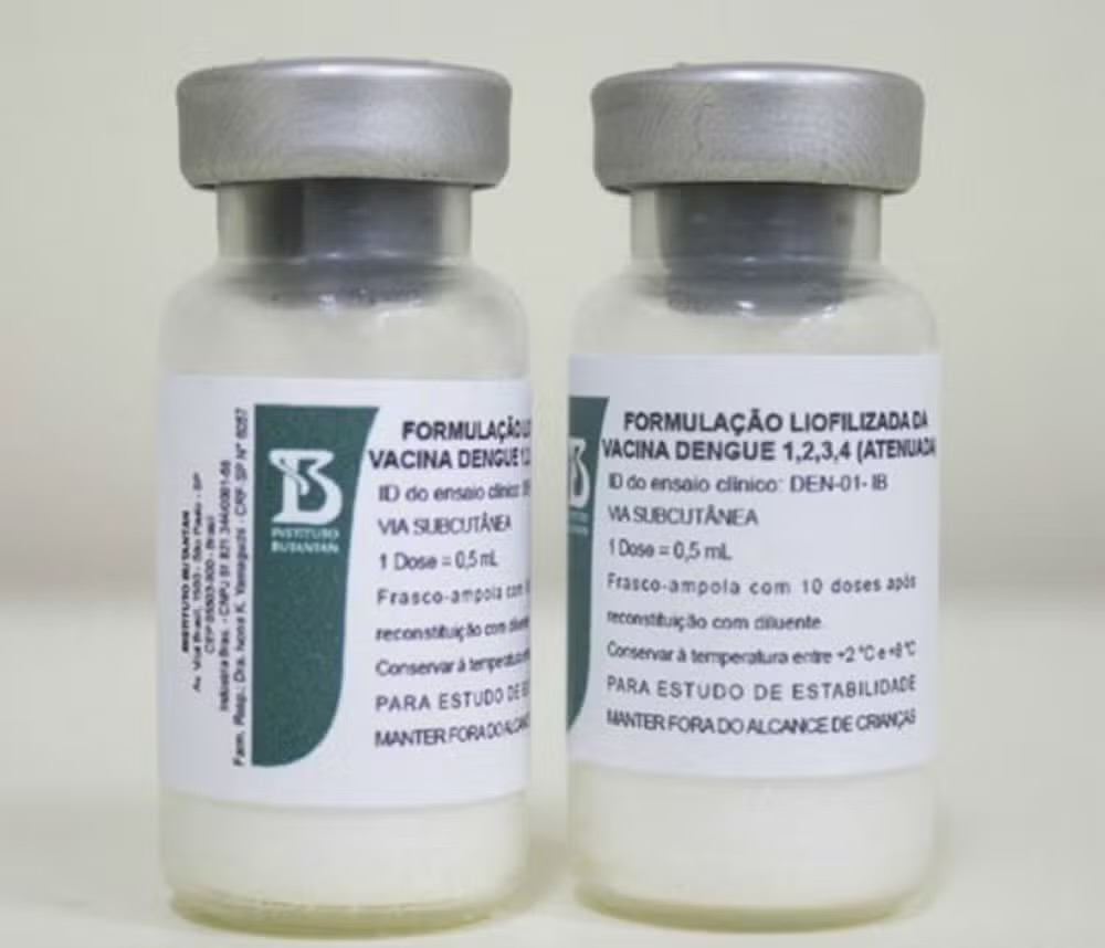Ampolas da vacina contra dengue desenvolvida pelo Butantan — Foto: Camilla Carvalho/Instituto Butantan