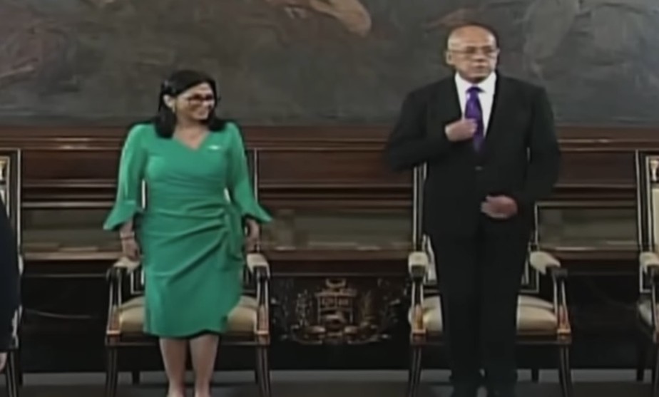 Delcy Rodriguez fez juramento nesta segunda-feira, dia 5 Foto: Reprodução/Youtube