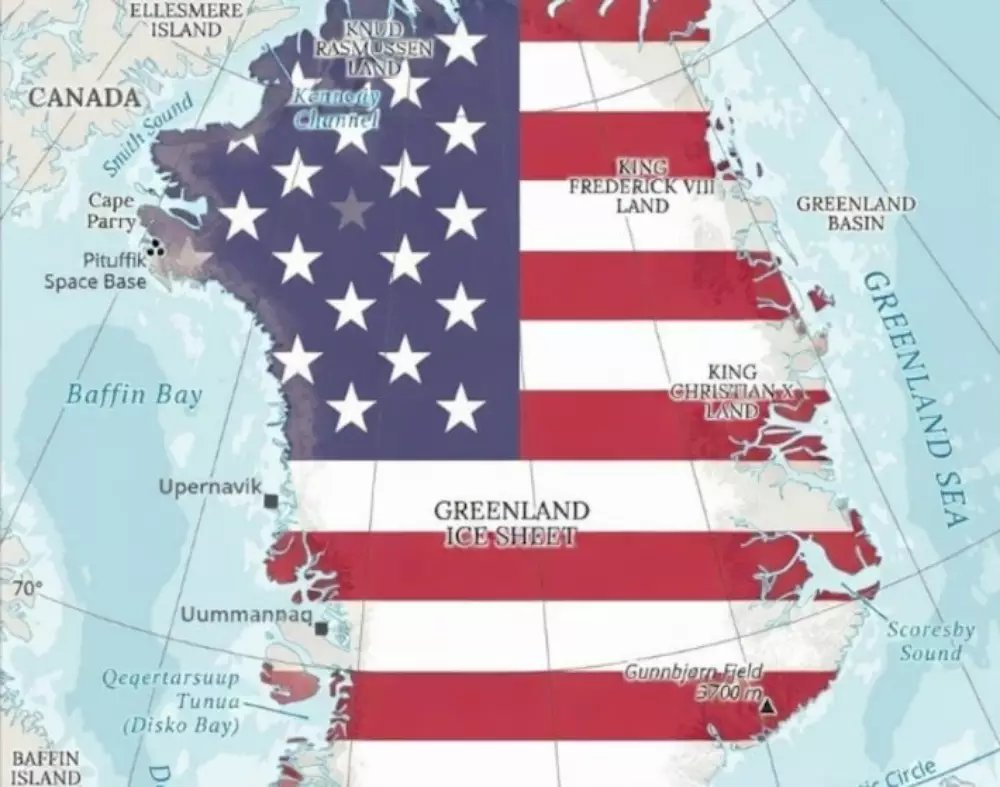 Imagem postada por Katie Miller no X (antigo Twitter) mostra desejo de republicanos de anexar Groenlândia aos Estados Unidos. Foto: Reprodução/X/ @KatieMiller / Estadão
