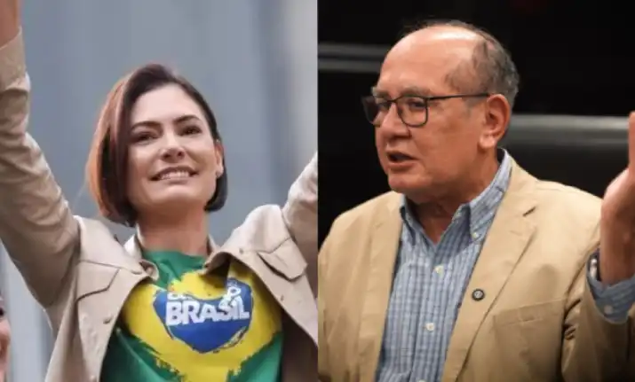 Michelle Bolsonaro e Gilmar Mendes (Foto: REUTERS/Amanda Perobelli e Reprodução/InfoMoney)