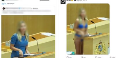 Interação no X para recriar imagem de mulher de biquíni usando o Grok — Foto: Reprodução/X