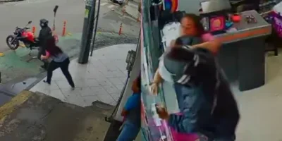 Imagens flagraram homem tentando assaltar sorveteria na Baixada Fluminense (RJ) • Reprodução